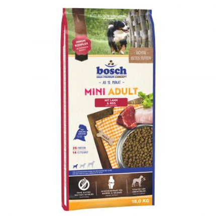 Hrană uscată pentru câini Bosch Mini Adult cu miel și orez 15 kg