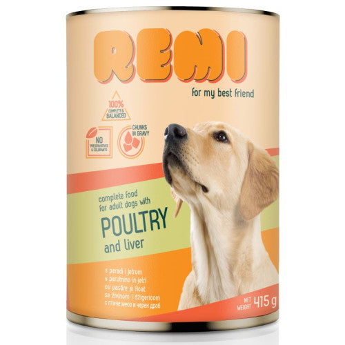 Hrană umedă pentru câini Remi Dog Pasăre & Ficat 1250 g
