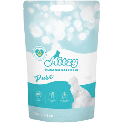 Nisip silicat pentru litieră Mitzy Silicat Pure 15 L / 6,3 kg