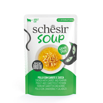 Hrană umedă pentru pisici Schesir Soup plic Pui și Dovleac în supă 40 g