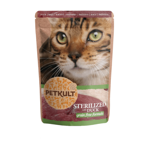 Hrană-umedă-pisici-Petkult-Sterilizat-Rață-100g