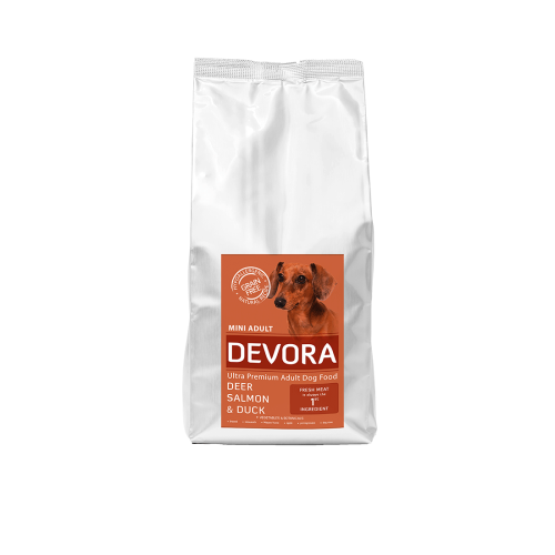 Hrană-uscată-câini-Devora-Grain-Free-Mini-Adult-căprioară-somon-rață-7.5 kg