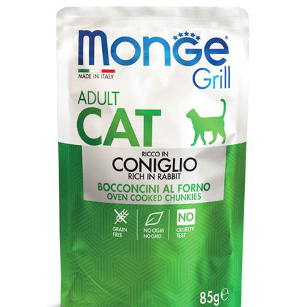 Monge Grill Chunkies Cat - Hrană umedă super-premium - Iepure - 85g