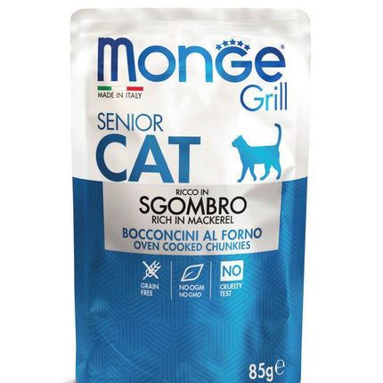 Monge Grill Chunkies Senior Cat - Hrană umedă super-premium - Macrou - 85g