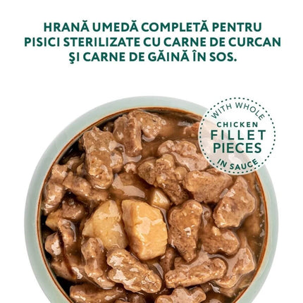 Optimeal Cat Sterilised - Hrană umedă super-premium - Curcan și Pui - 85g