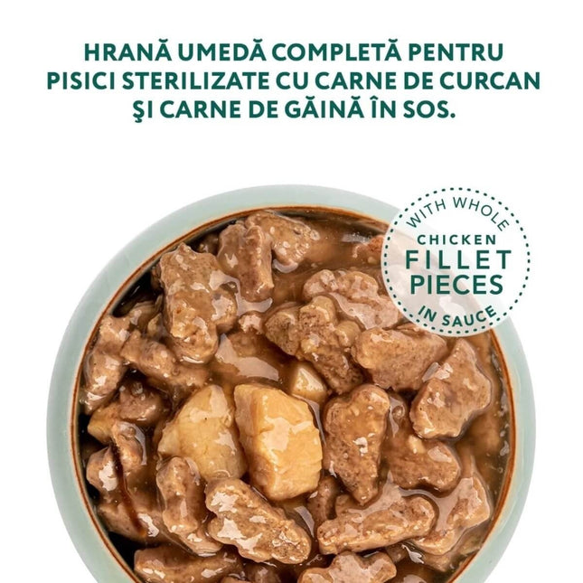 Optimeal Cat Sterilised - Hrană umedă super-premium - Curcan și Pui - 85g
