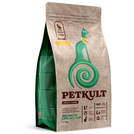 Hrană uscată Petkult Adult Care Balanced Life All-Cat pentru pisici cu pui 2 kg