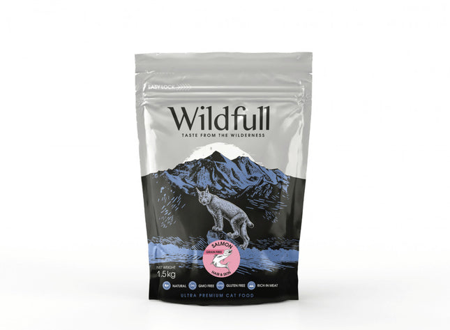 Wildfull Cat Hair & Skin - Hrană uscată ultra-premium - Somon - 1,5kg