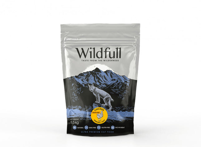 Wildfull Cat Sterilized, Light - Hrană uscată ultra-premium - Pui - 1,5kg